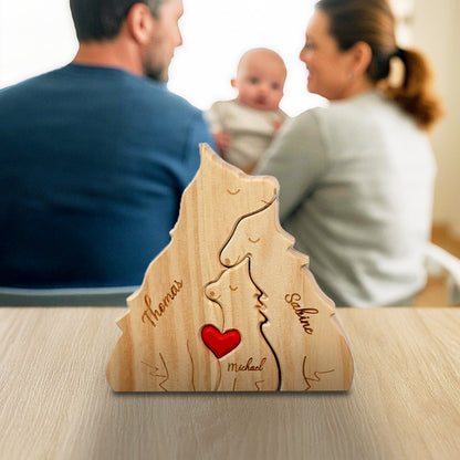 Pièces de Puzzle en Bois Personnalisées pour Famille 2 à 4 Loups Disponibles