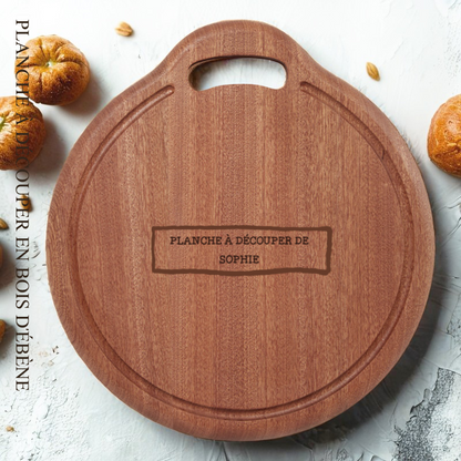 Planche à Découper Créative en Bois d'Ébène Plateau Rond