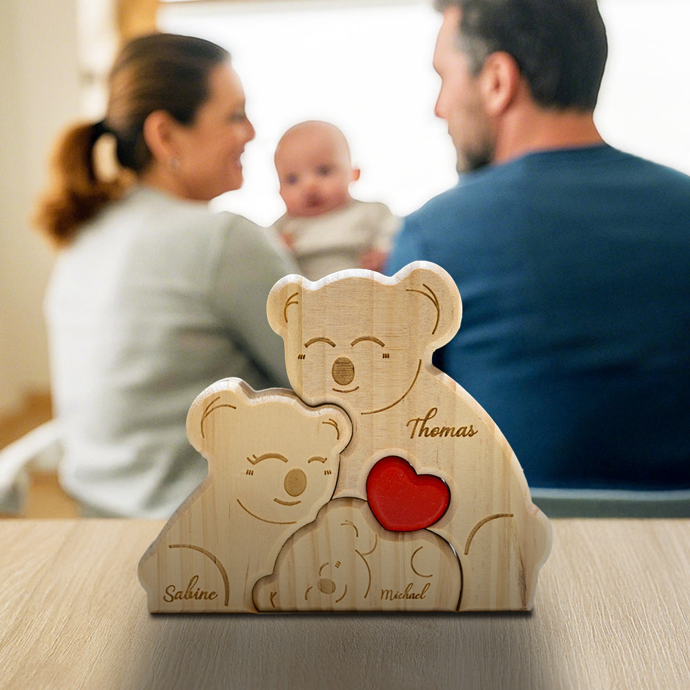 Pièces de puzzle en bois personnalisées pour la famille Koala 2 à 5 koalas au choix