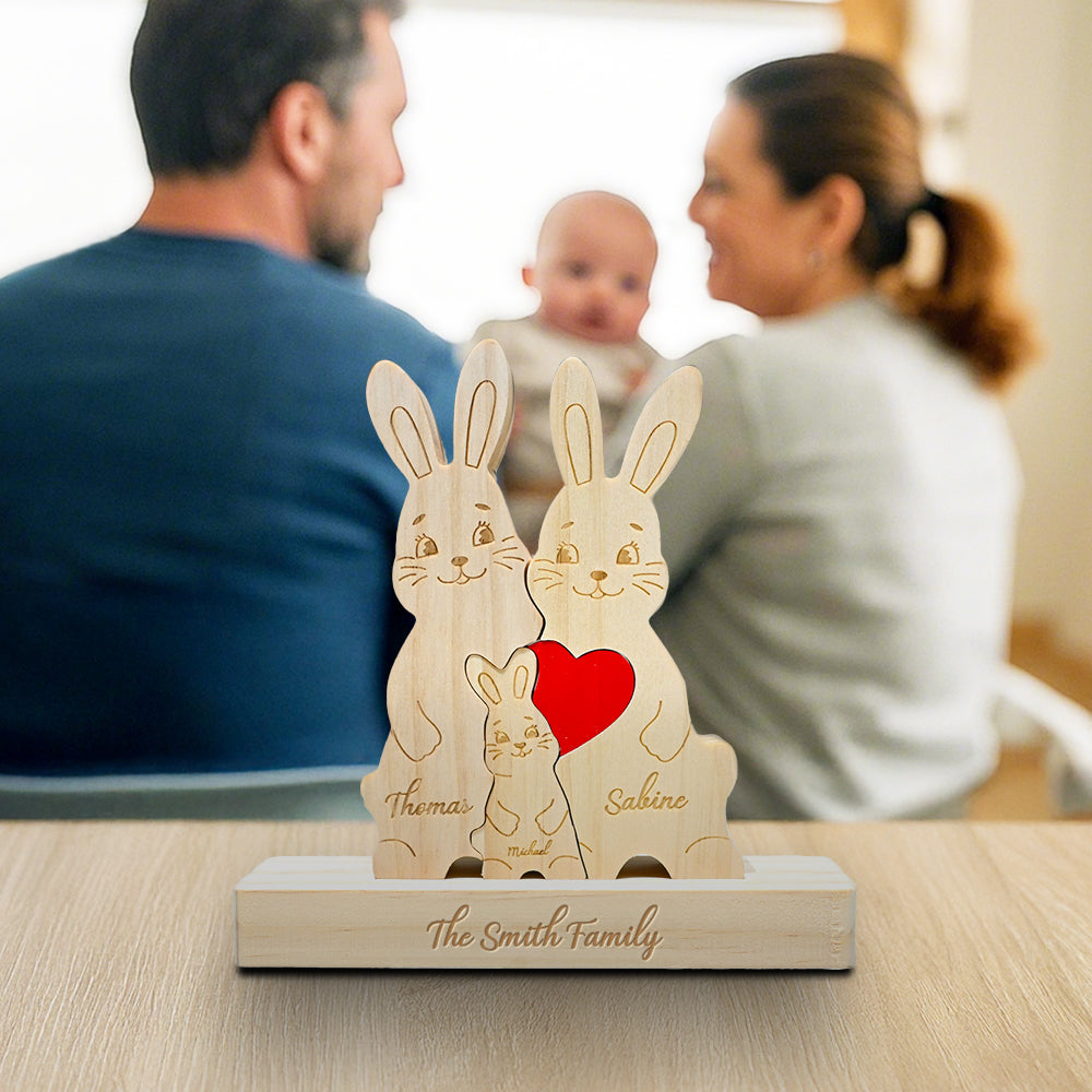 Puzzle en bois personnalisé très joli lapin 2-5 lapins au choix