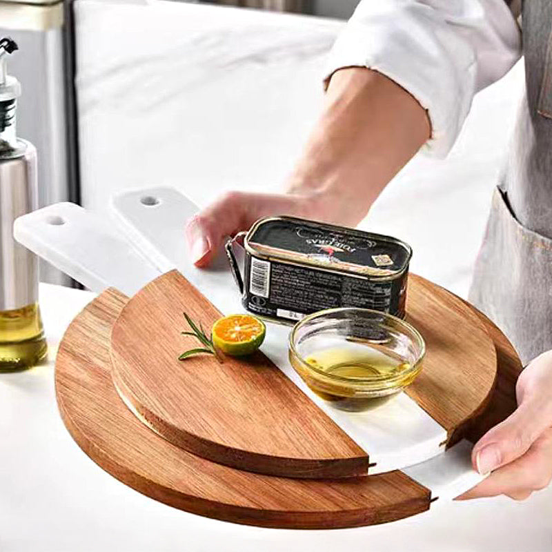 Planche à Découper en Bois et Marbre Rond et Carré avec Gravure Personnalisée