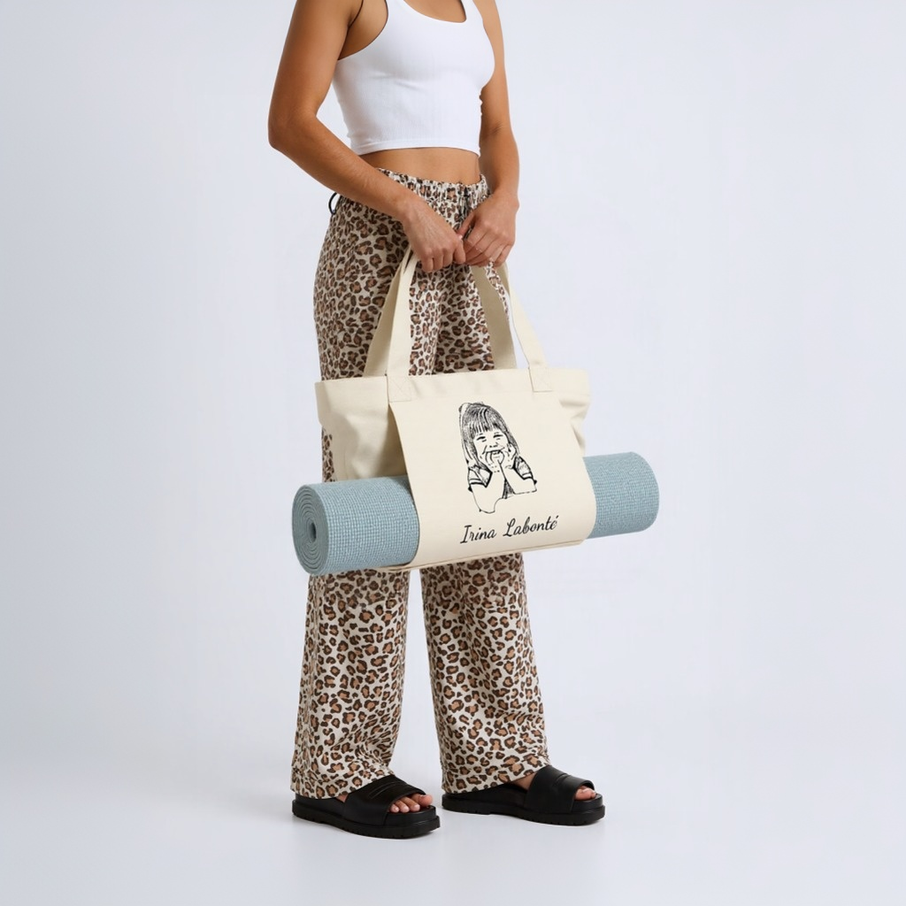 Sac de rangement en toile pour tapis de yoga Cadeau personnalisé avec nom pour femme