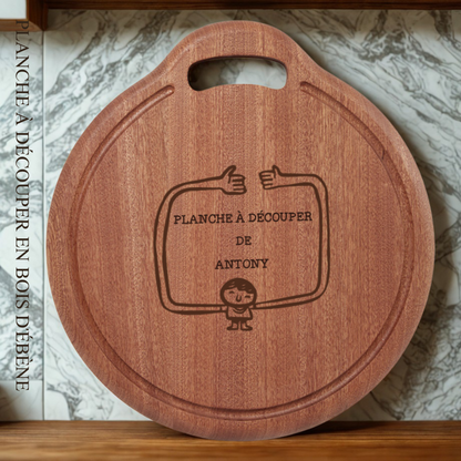 Planche à Découper Créative en Bois d'Ébène Plateau Rond