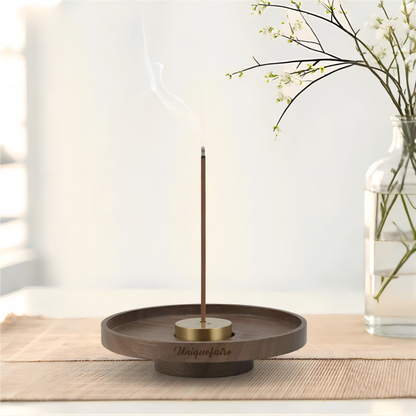 Assiette à Encens en Noyer Support à Encens Personnalisable avec Nom