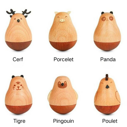 Culbuto En Bois Gravé Avec Nom Personnalisé Décorations De Bureau Cadeau Créatif Et Mignon Pour Amis