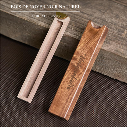 Boîte à Encens en Bois de Noyer Noir Portable Gravable avec Nom