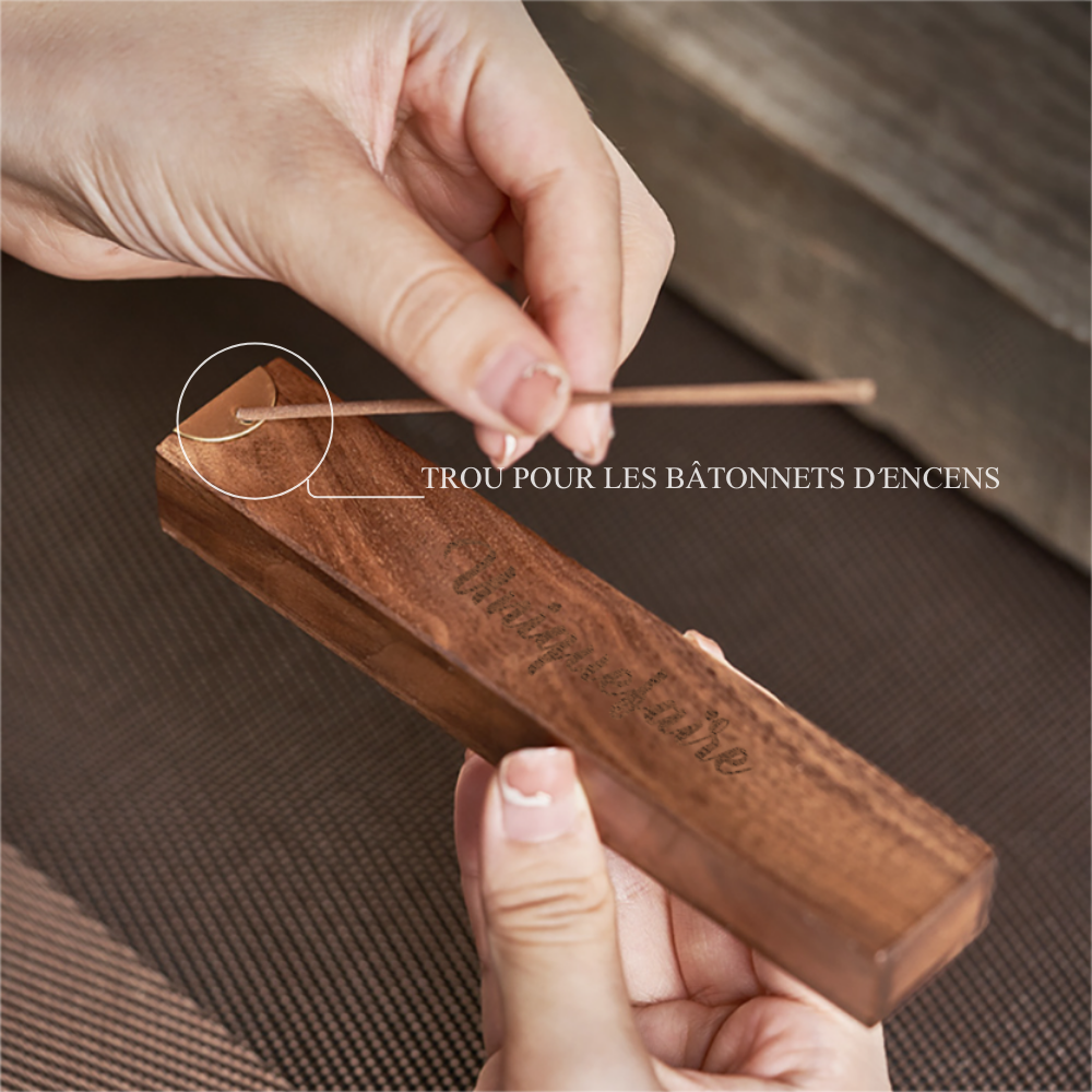 Boîte à Encens en Bois de Noyer Noir Portable Gravable avec Nom