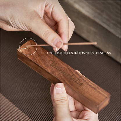 Boîte à Encens en Bois de Noyer Noir Portable Gravable avec Nom