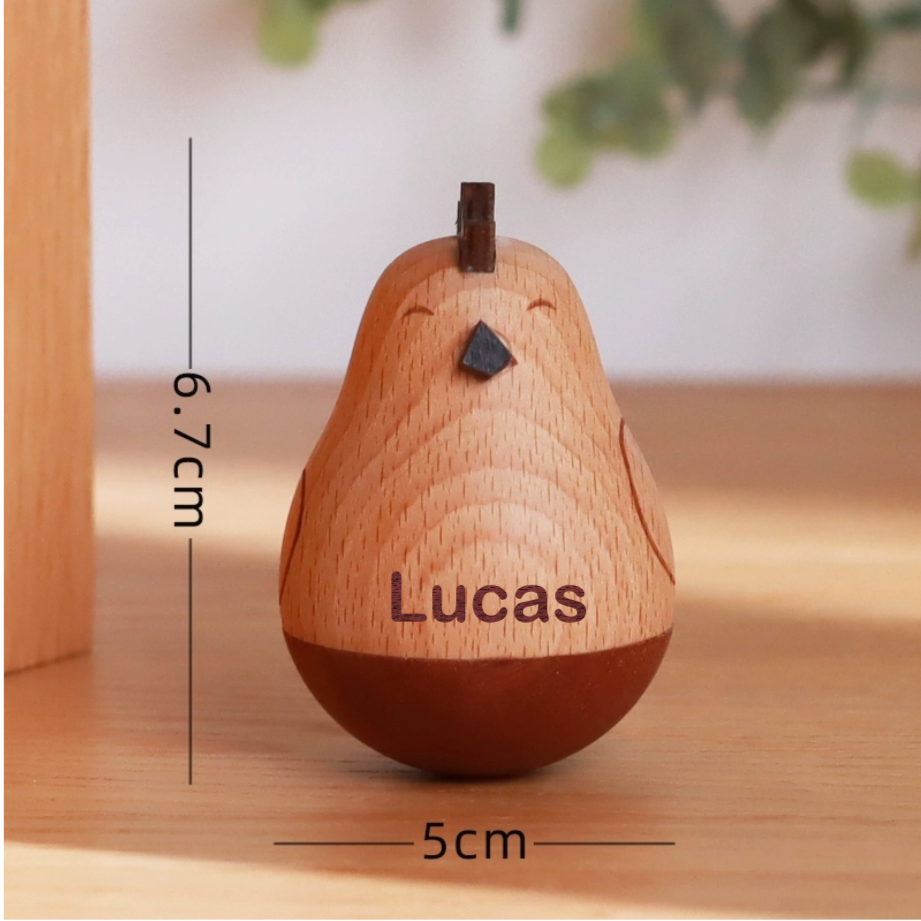 Culbuto En Bois Gravé Avec Nom Personnalisé Décorations De Bureau Cadeau Créatif Et Mignon Pour Amis