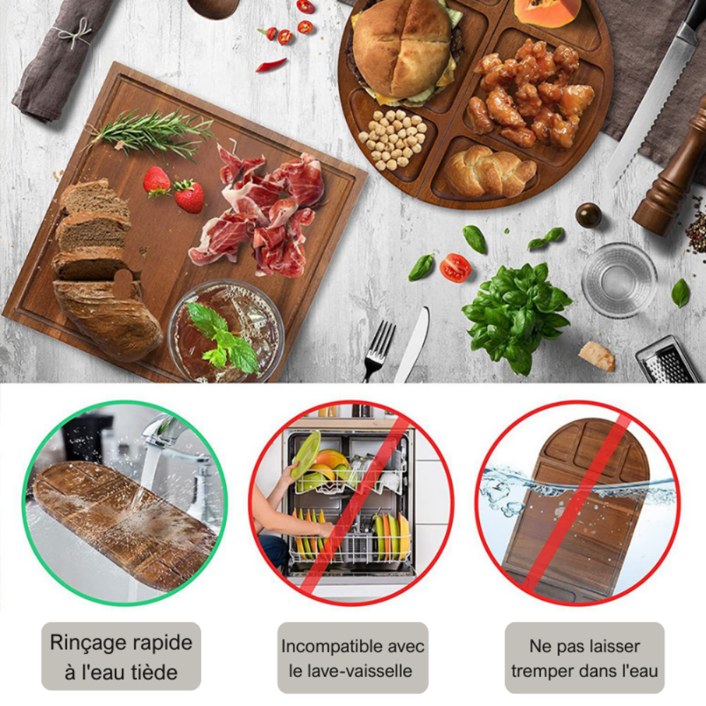 Planche à charcuterie et fromage personnalisable en bois d’acacia