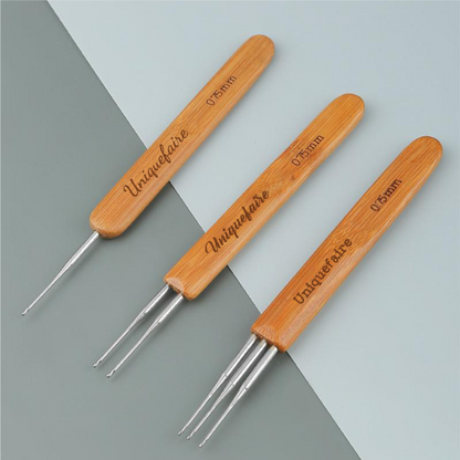 Crochets 0,75mm et 0.5mm avec Manche en Bambou Outil pour Tresses