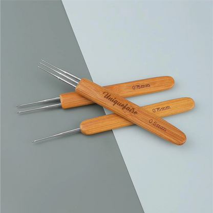 Crochets 0,75mm et 0.5mm avec Manche en Bambou Outil pour Tresses
