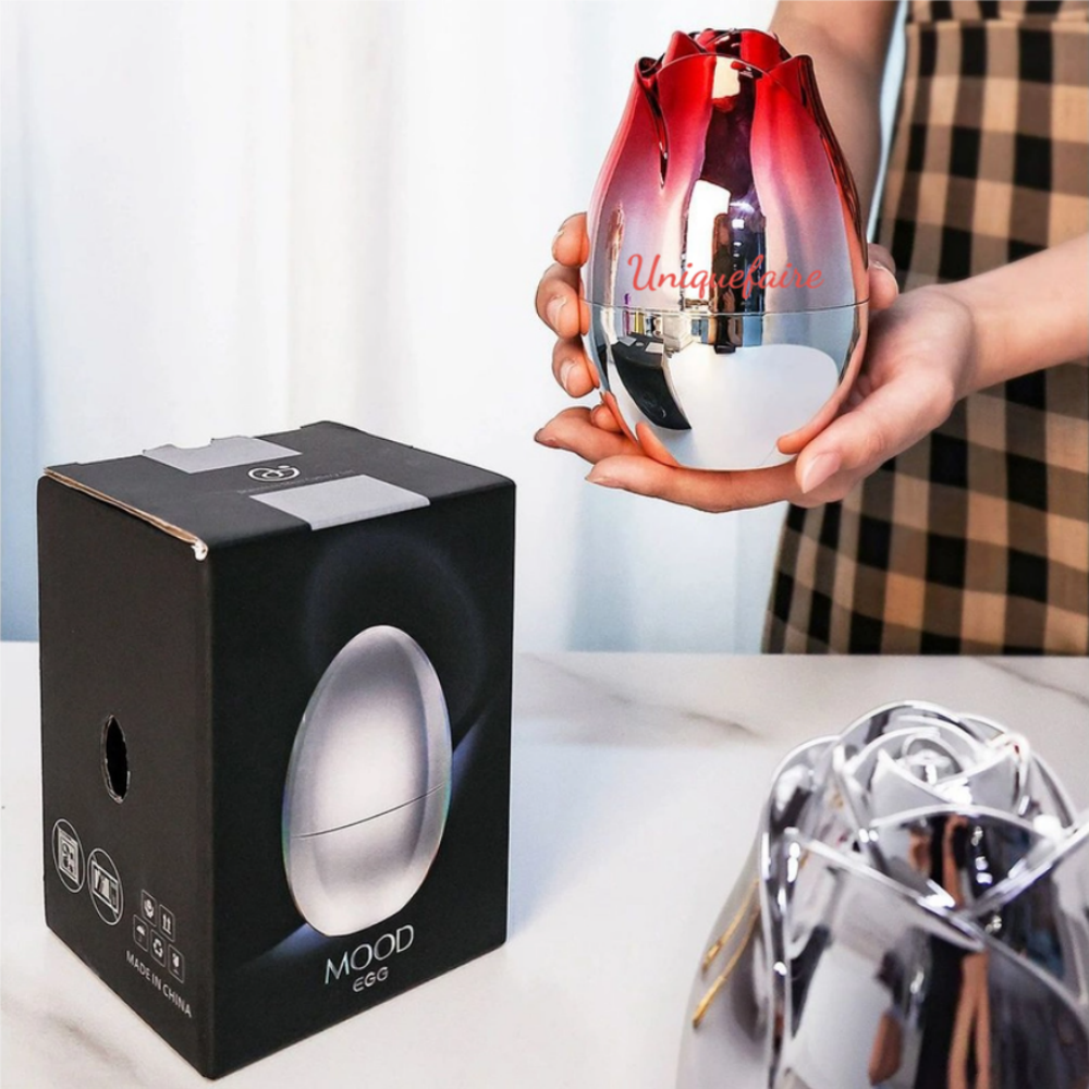 Ensemble de Couverts 6 Pièces en Acier Inoxydable avec Boîte en Forme d'Œuf de Rose