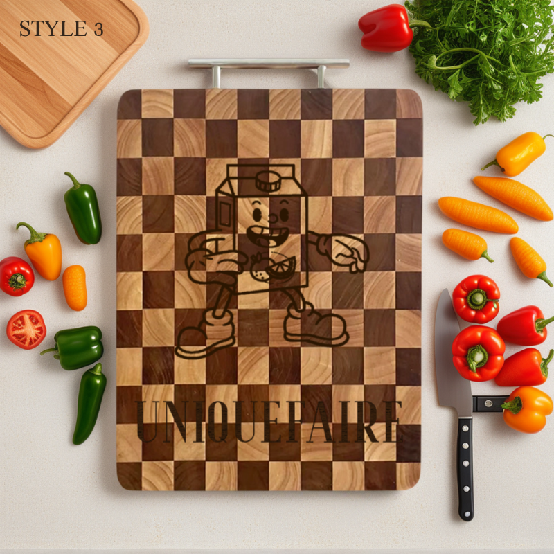 Grande planche à découper à carreaux - Cadeau personnalisé pour chef