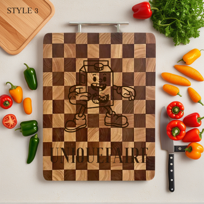 Grande planche à découper à carreaux - Cadeau personnalisé pour chef