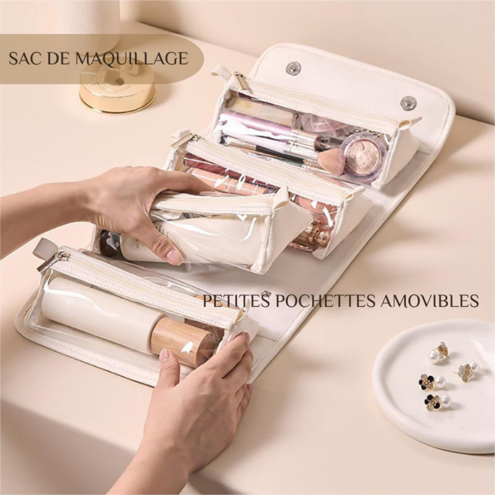 Sac de Maquillage de Grande Capacité Démontable et Étanche pour Femme