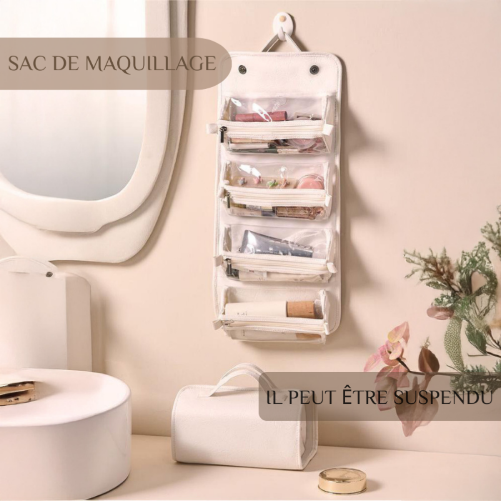 Sac de Maquillage de Grande Capacité Démontable et Étanche pour Femme