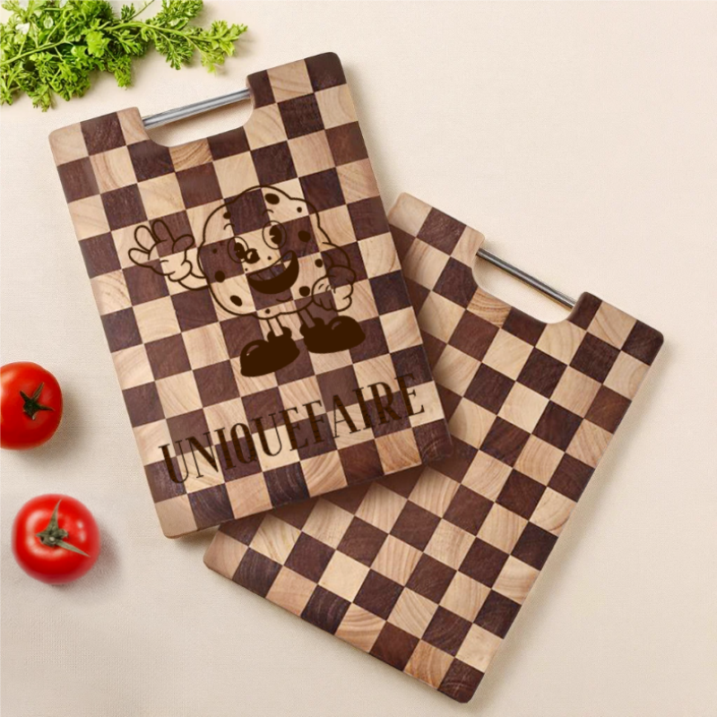 Grande planche à découper à carreaux - Cadeau personnalisé pour chef