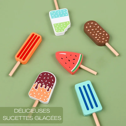 Set de 6 Sucettes Glacées avec Support Personnalisé - Jouet pour Enfant