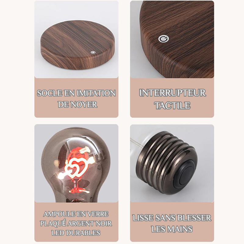 Ampoule Magnétique à Levitation Lampe Cadeau Créatif et Personnalisé pour Saint-Valentin