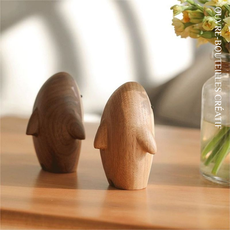 Ouvre-bouteilles de Requin Mignon en Bois Décor Créatif Personnalisable pour Maison