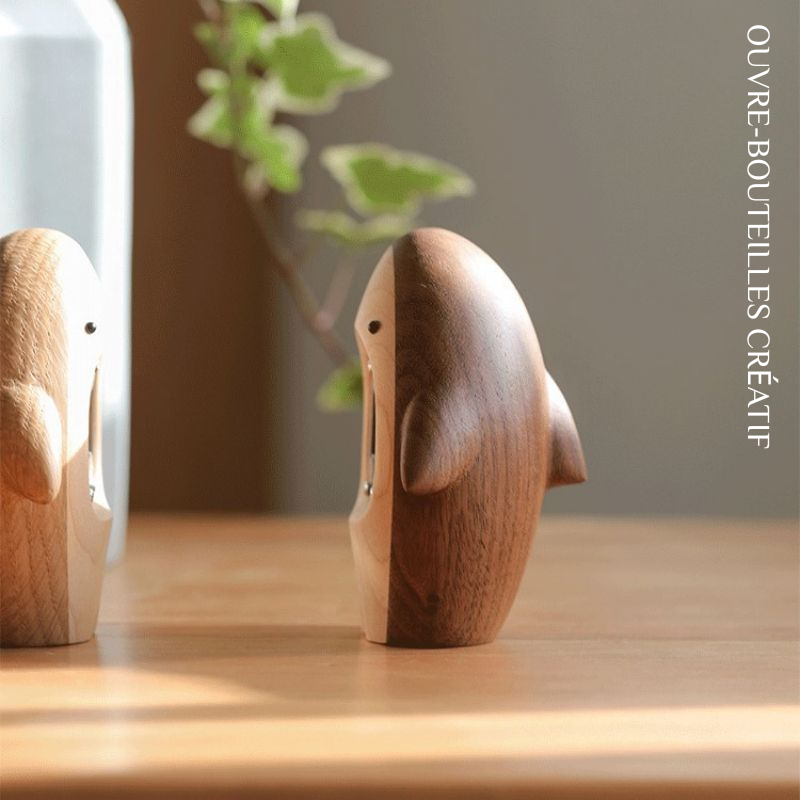 Ouvre-bouteilles de Requin Mignon en Bois Décor Créatif Personnalisable pour Maison