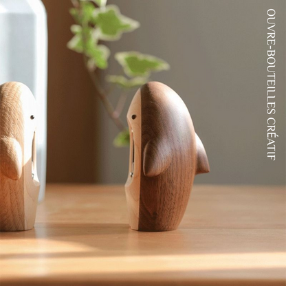 Ouvre-bouteilles de Requin Mignon en Bois Décor Créatif Personnalisable pour Maison