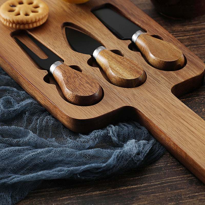 Ensemble de Couteaux à Fromage avec Planche en Bois Set de 3 Couteaux et Planche Personnalisable Cadeau pour Famille