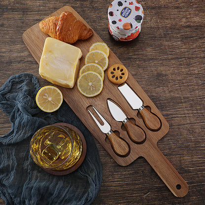 Ensemble de Couteaux à Fromage avec Planche en Bois Set de 3 Couteaux et Planche Personnalisable Cadeau pour Famille