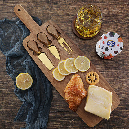 Ensemble de Couteaux à Fromage avec Planche en Bois Set de 3 Couteaux et Planche Personnalisable Cadeau pour Famille