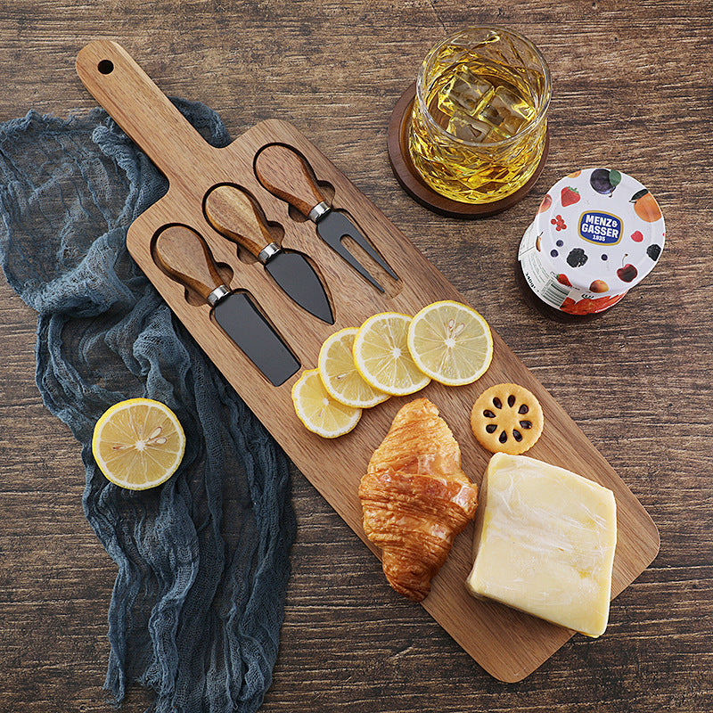 Ensemble de Couteaux à Fromage avec Planche en Bois Set de 3 Couteaux et Planche Personnalisable Cadeau pour Famille