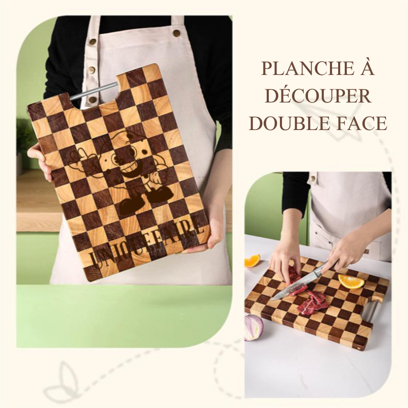 Grande planche à découper à carreaux - Cadeau personnalisé pour chef
