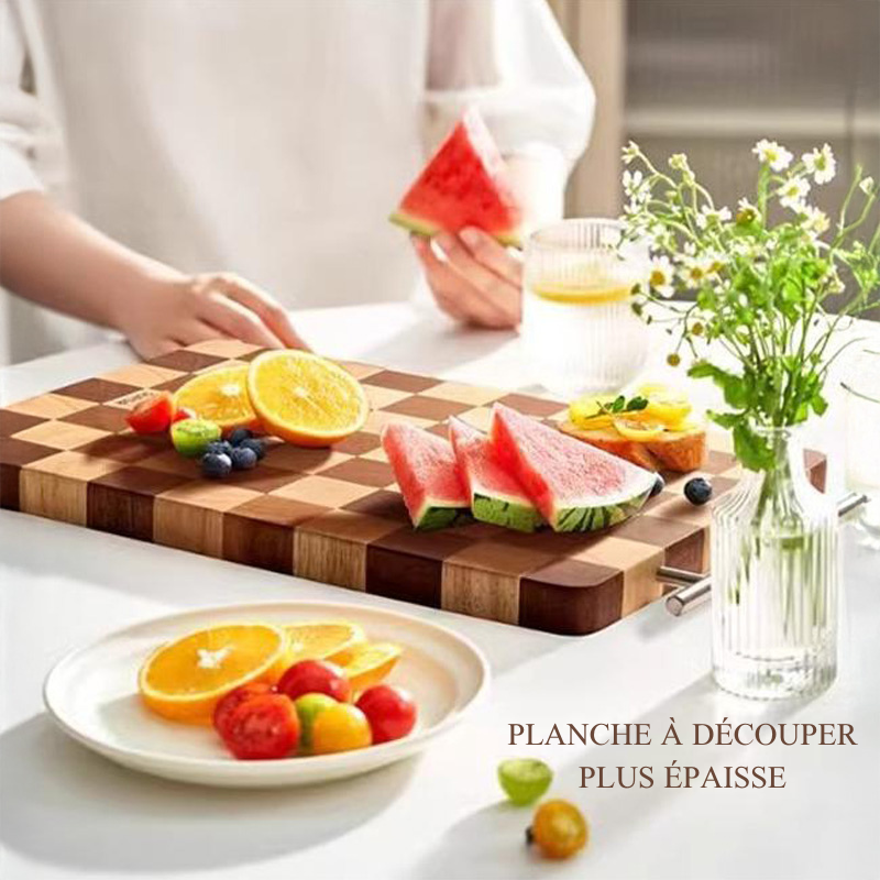 Grande planche à découper à carreaux - Cadeau personnalisé pour chef