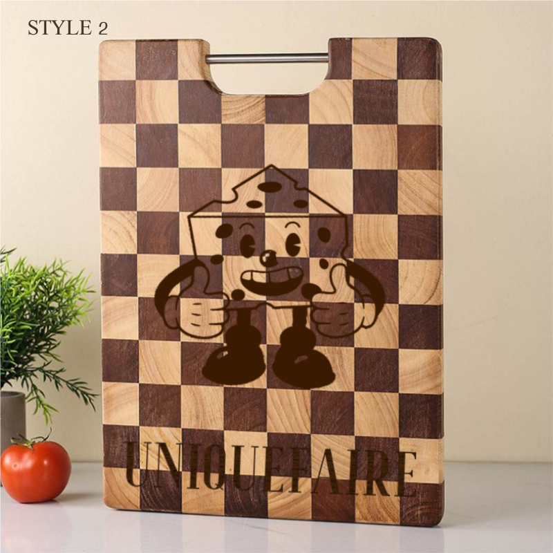 Grande planche à découper à carreaux - Cadeau personnalisé pour chef