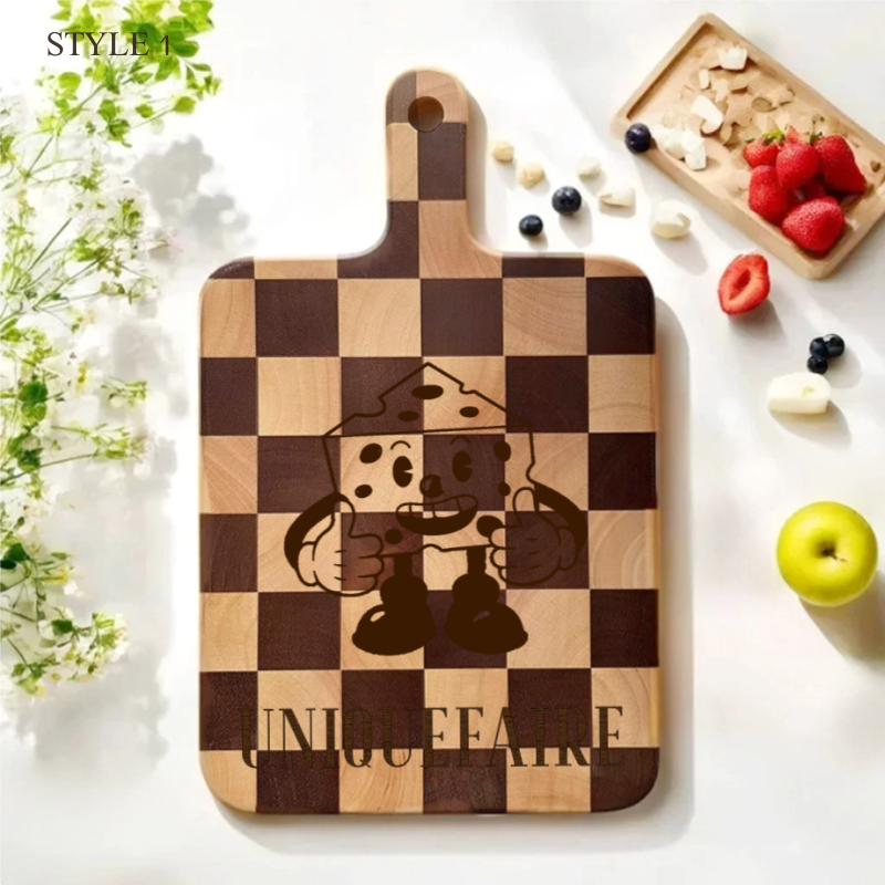 Grande planche à découper à carreaux - Cadeau personnalisé pour chef