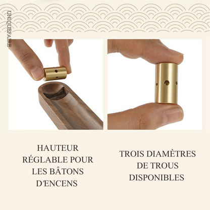 Support en Bois de Noyer pour Bâtons d'Encens Gravable avec Nom