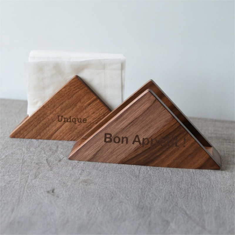 Porte-serviettes de table Support triangulaire pour serviettes en bois de noyer