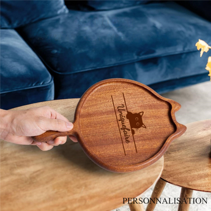 Plateau en Bois en Forme de Chat – Assiette pour Aliments Fromage Pizza