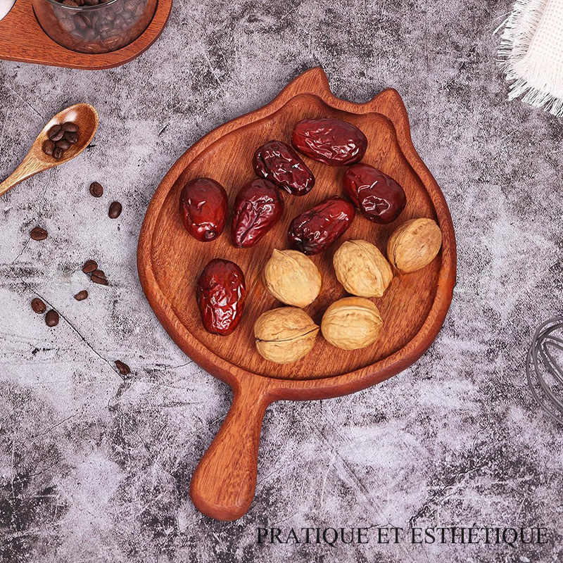 Plateau en Bois en Forme de Chat – Assiette pour Aliments Fromage Pizza