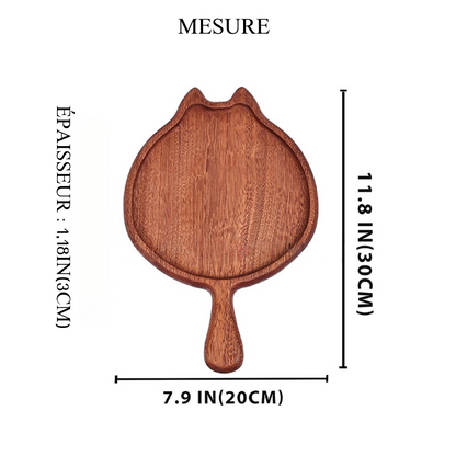 Plateau en Bois en Forme de Chat – Assiette pour Aliments Fromage Pizza