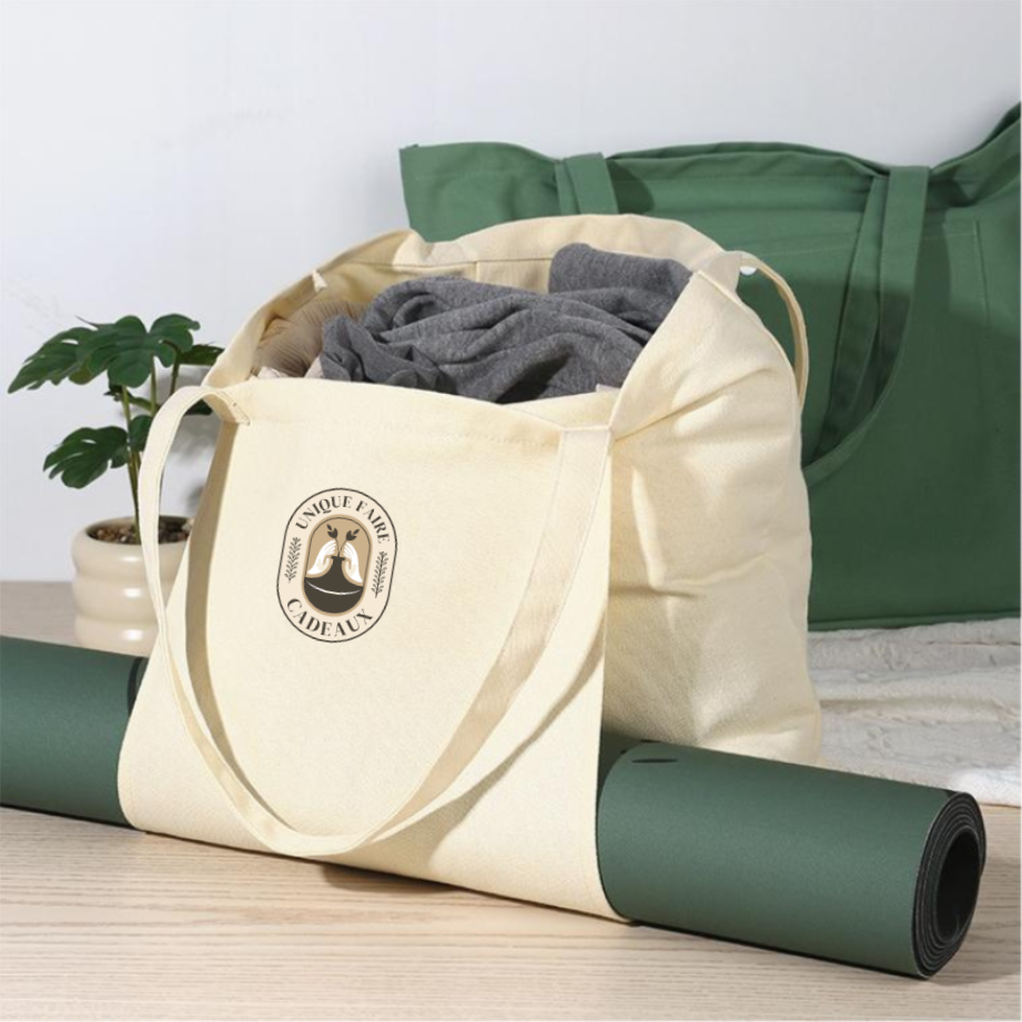 Sac en toile personnalisé multifonctionnel de grande capacité pour tapis de yoga (tapis de yoga non inclus)