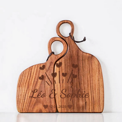 Planche à Découper en Bois Double pour Couples