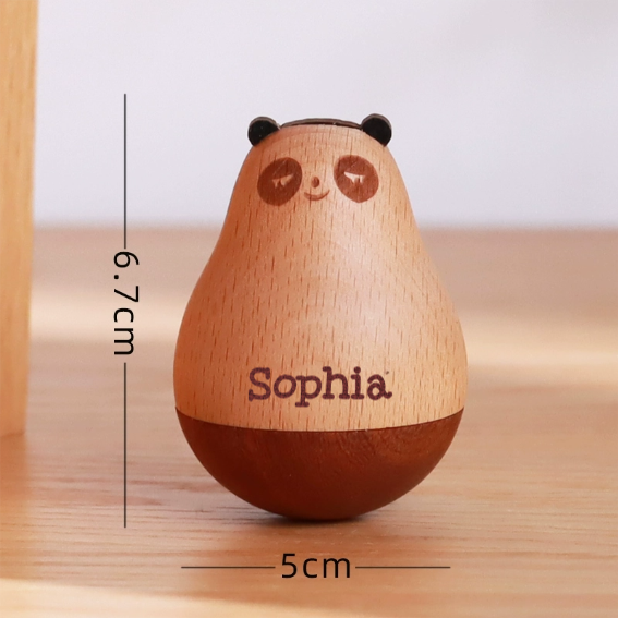 Culbuto En Bois Gravé Avec Nom Personnalisé Décorations De Bureau Cadeau Créatif Et Mignon Pour Amis