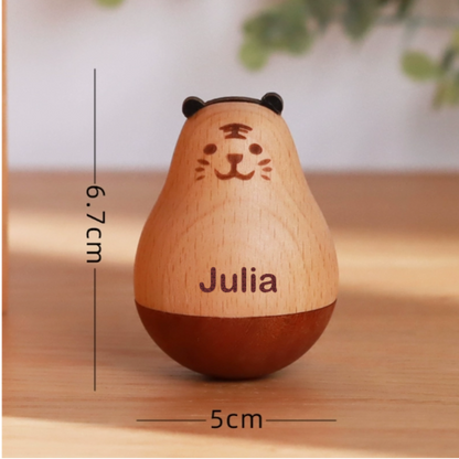 Culbuto En Bois Gravé Avec Nom Personnalisé Décorations De Bureau Cadeau Créatif Et Mignon Pour Amis