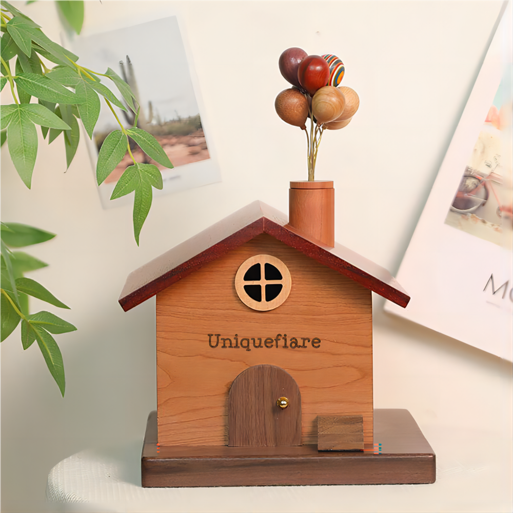 Tirelire Chalet en Bois Boîte à Monnaie Décor de Maison Cadeau pour Famille