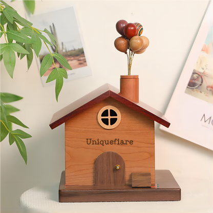 Tirelire Chalet en Bois Boîte à Monnaie Décor de Maison Cadeau pour Famille