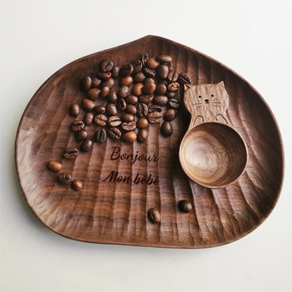 Assiette en Noyer en Forme d'Arbre Pomme de Pin Châtaigne Champignon