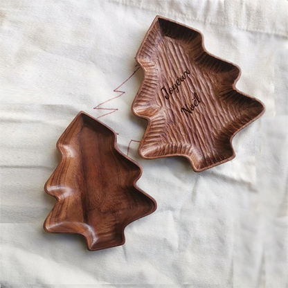Assiette en Noyer en Forme d'Arbre Pomme de Pin Châtaigne Champignon