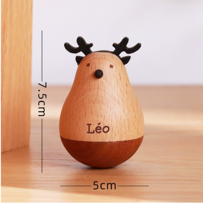 Culbuto En Bois Gravé Avec Nom Personnalisé Décorations De Bureau Cadeau Créatif Et Mignon Pour Amis