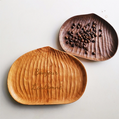 Assiette Irrégulière en Bois de cerisier Forme de Citrouille Ginkgo Châtaigne